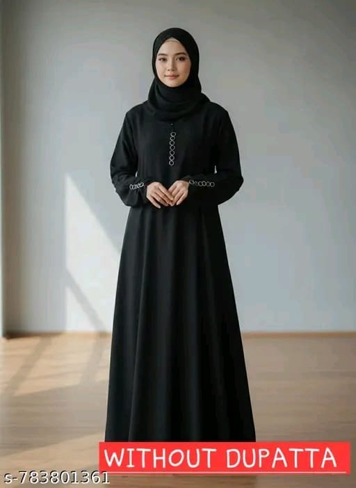 without duppata  new elegent plain daily  wear front close show button stylish  abaya burka for women and girls