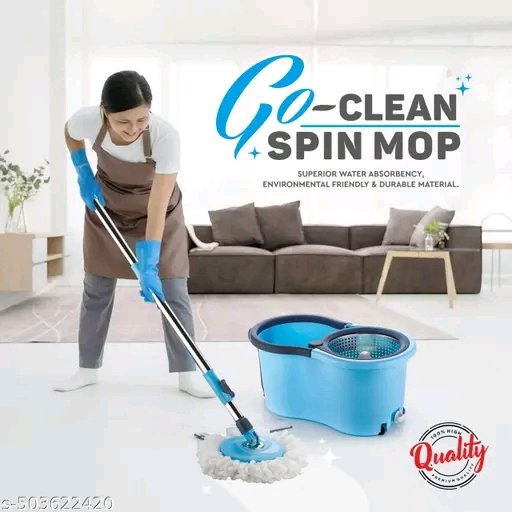 Elight way mart plastic big bucket with 2 microfiber  refills floor cleaning